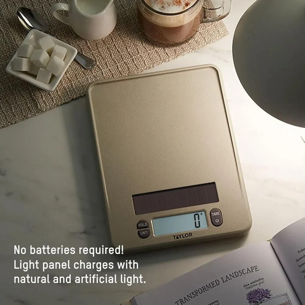 Taylor 11lb Digital Kitchen Scale – Solar Powered, No Batteries Needed Precision